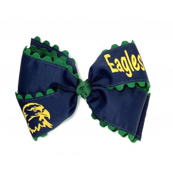 Dodge (Navy) / Forest Green Ric-Rac Bow - 7 Inch